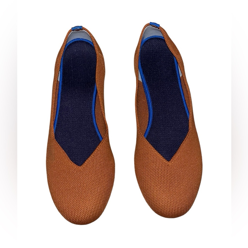 KBZone Women's Knit Pointed Toe slip-on Ballet Flats, Burnt Orange, Size 8